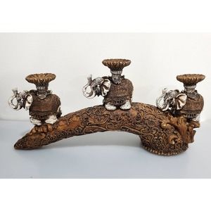 Handmade carving Unique corElephant candle stand Decor